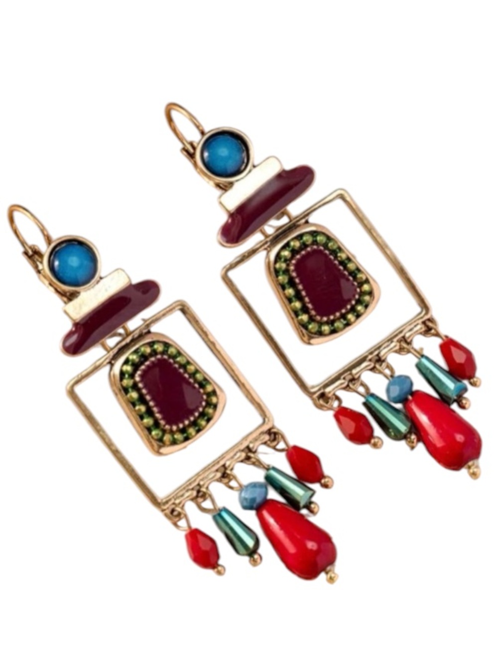 1pair Handmade Enamel Crystal Earrings, Random Color